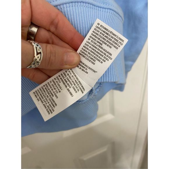 American Eagle NWT Oversized Thunderbird Graphic Sweatshirt Blue Sz Small MP $60 - Picture 9 of 14